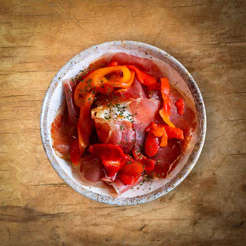 Jamón y pimientos